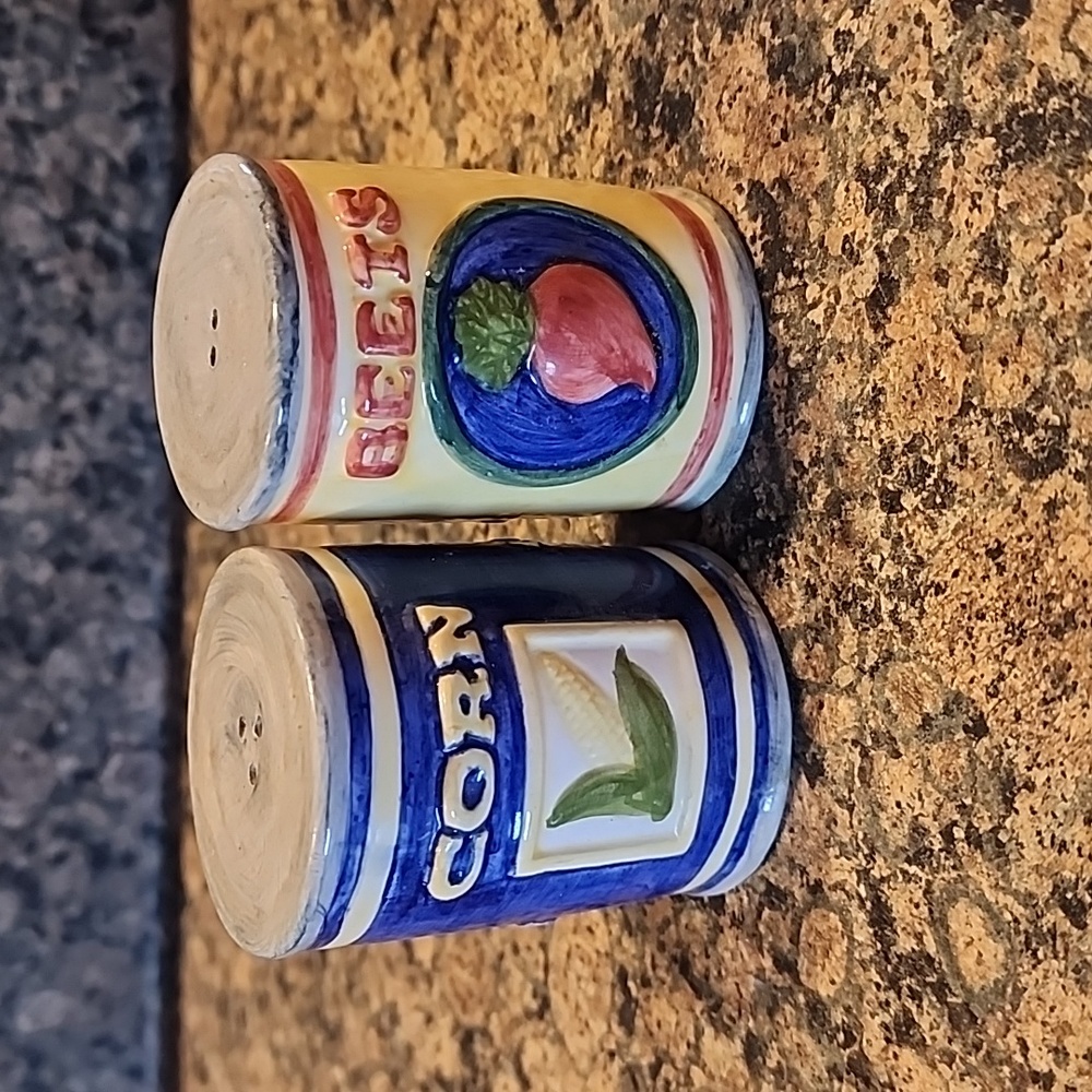 Vintage Canned Corn & Beets Salt & Pepper Shakers